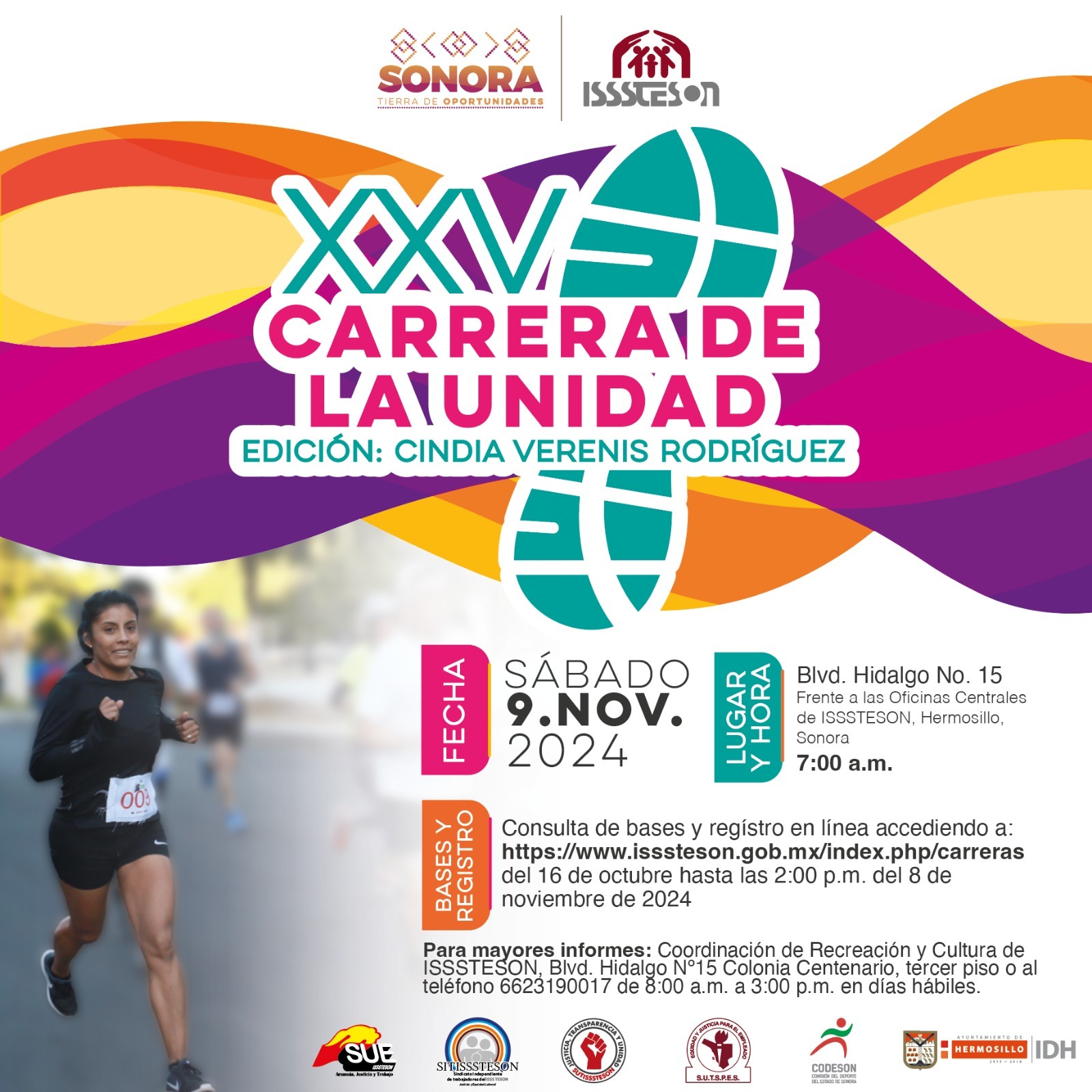 Lanza ISSSTESON convocatoria para la XXV Carrera de la Unidad